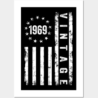 55 Years Old Gifts Vintage 1969 American Flag 55th Birthday Posters and Art